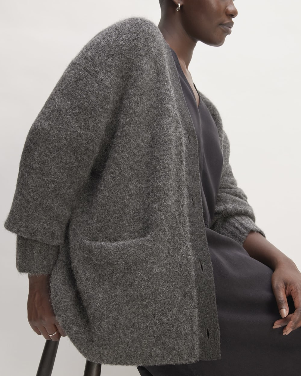 The SuperFuzz Alpaca Cardigan | Dark Charcoal