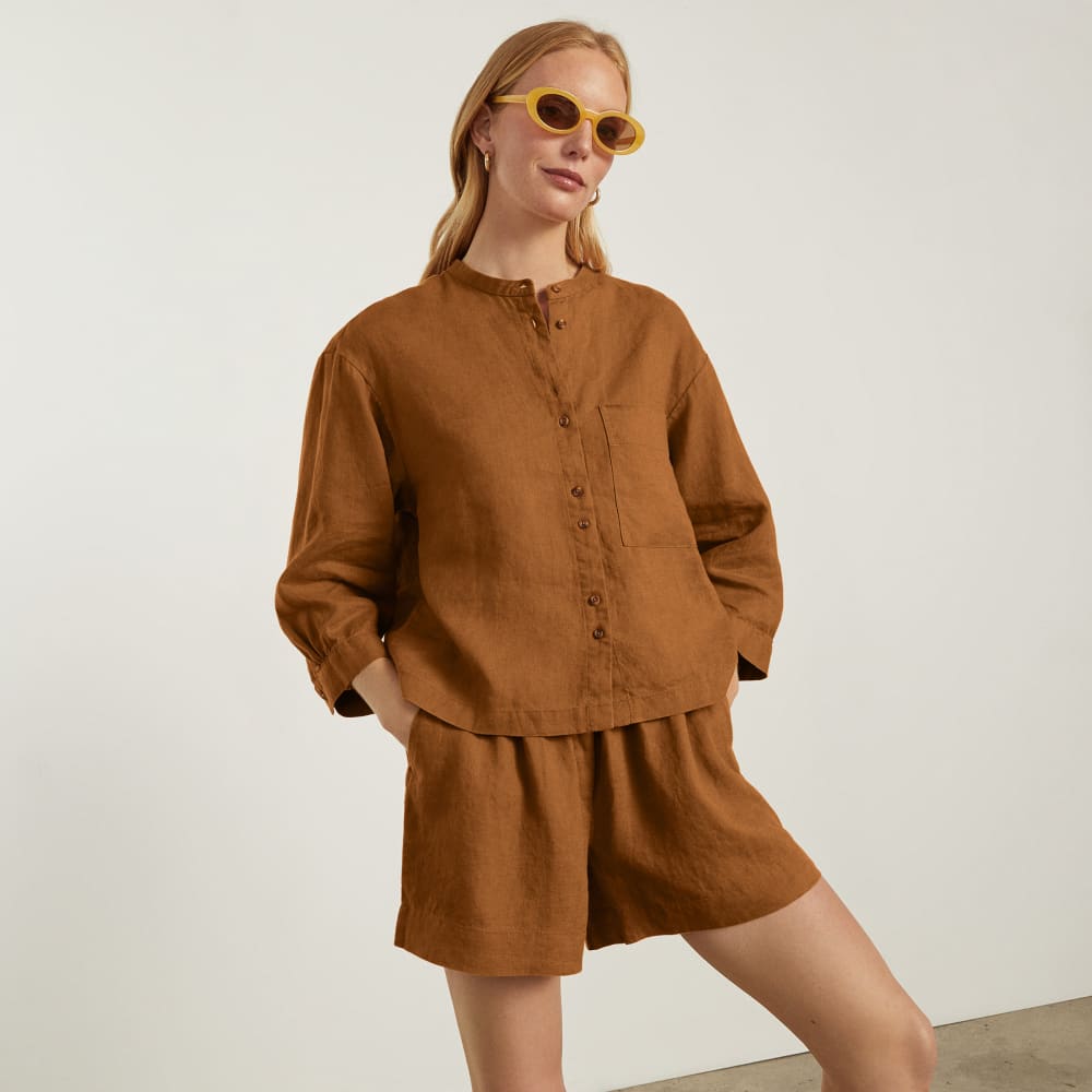 The Linen Billow Blouse | Tawny Brown