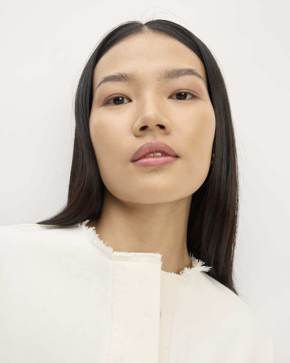 The Denim Workwear Shirtdress | Frayed Hem Bone