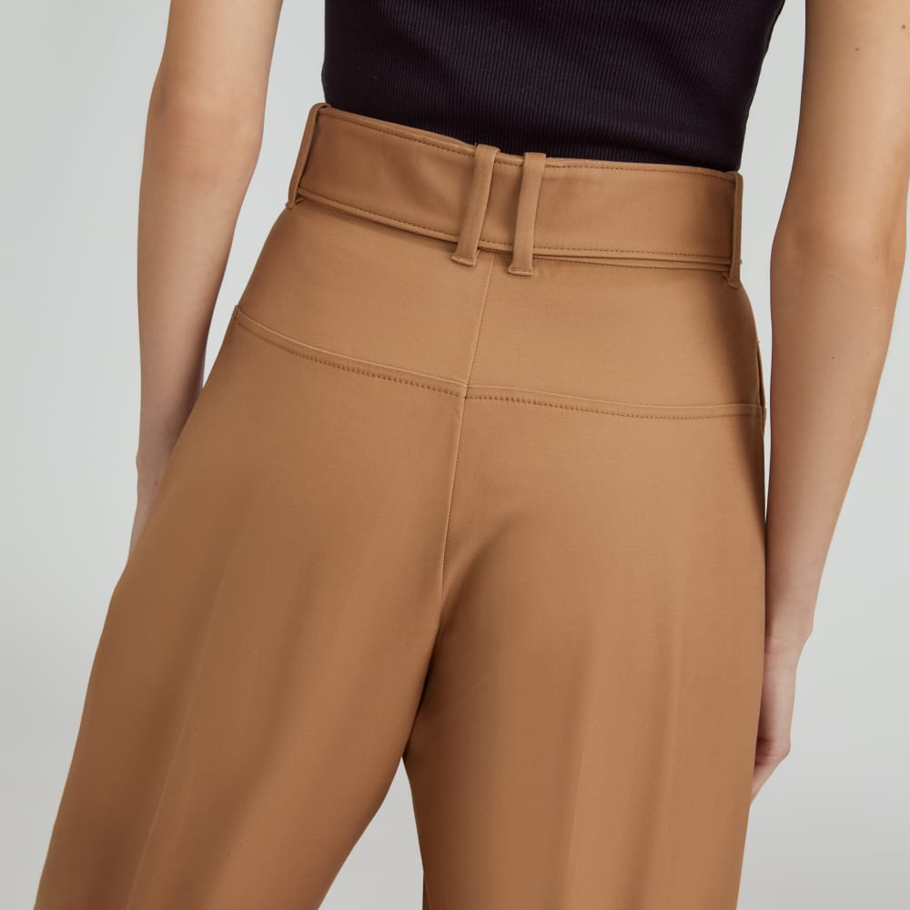 The Structured Cotton Belted Pant | Toasted Coconut