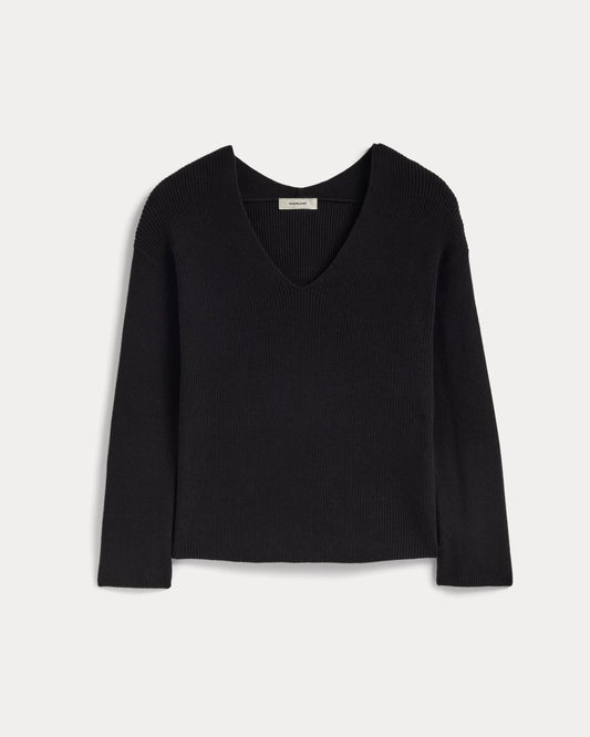 The Slouchy V-Neck in Everyday Cotton | Black
