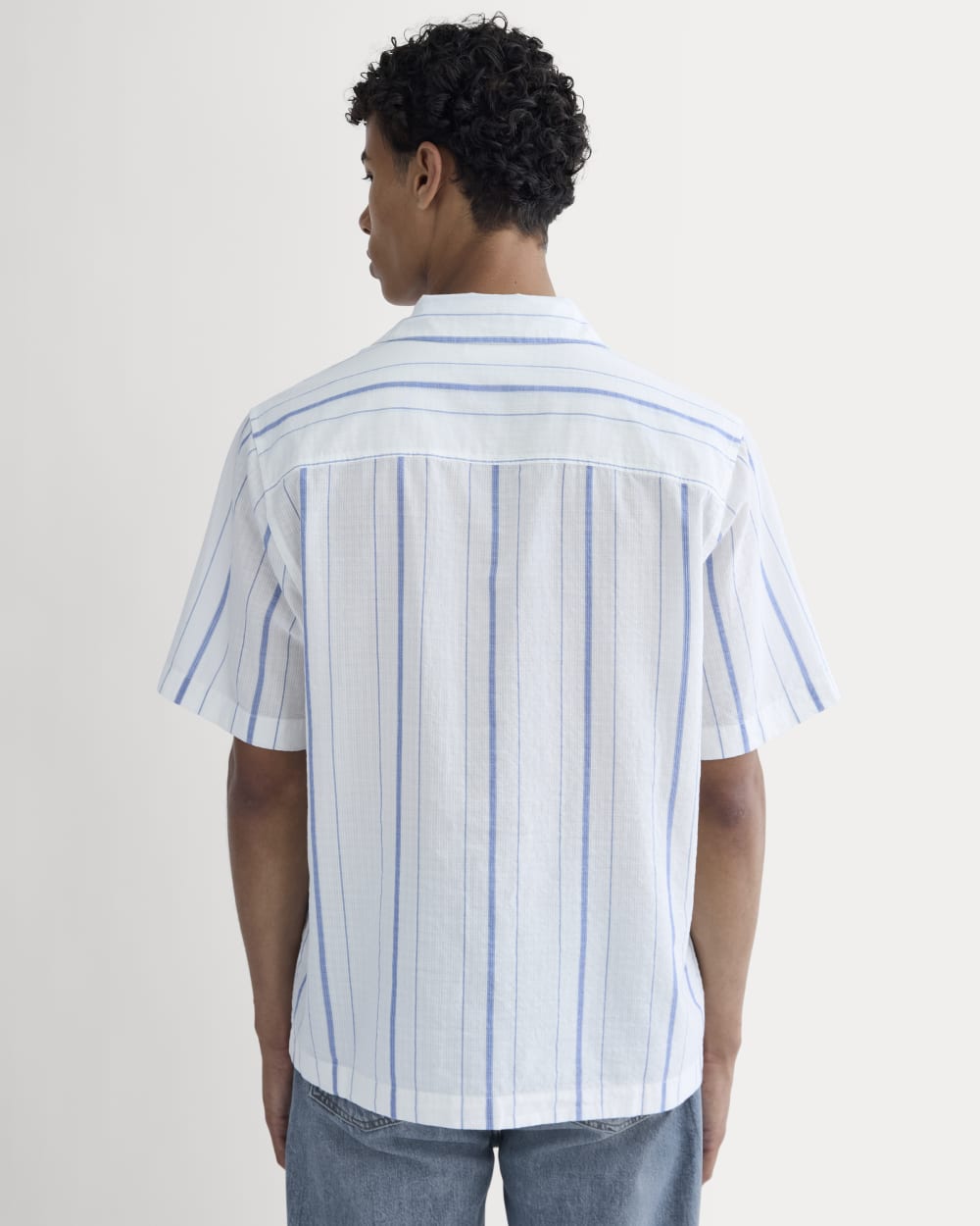 The Textured Resort Shirt | Bone / Dutch Blue