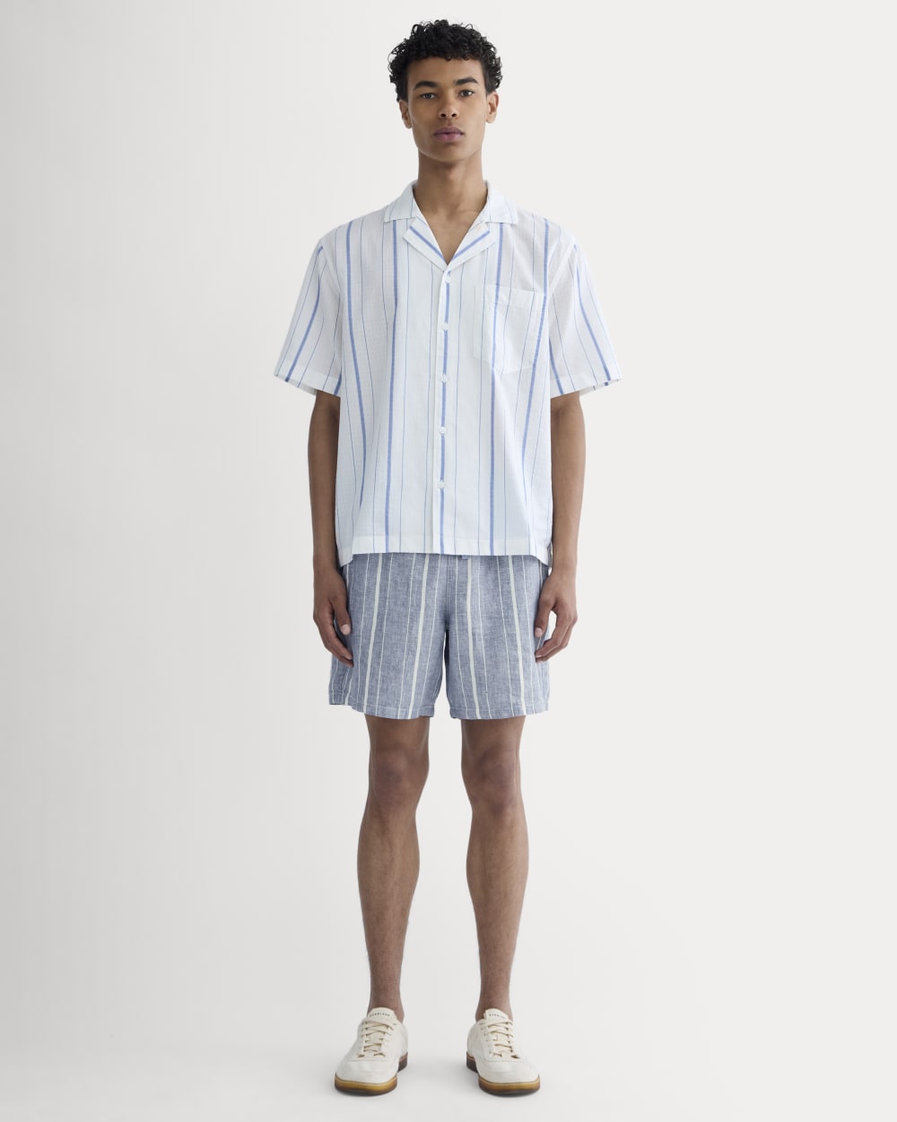 The Linen Easy Short | Dutch Blue / Bone