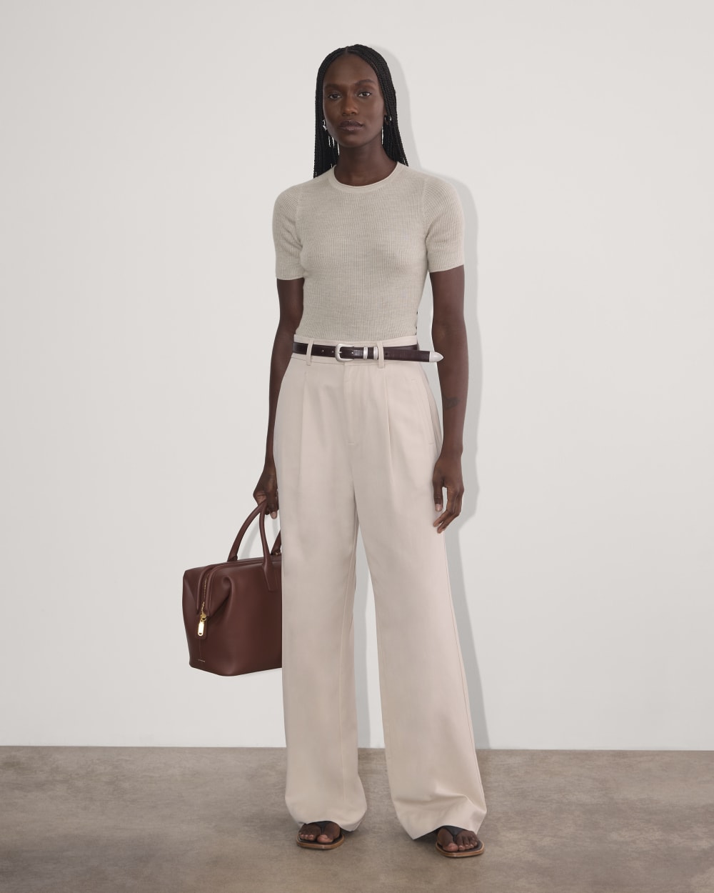 The Sweater Tee in Ultrasoft Merino | Heather Oatmeal