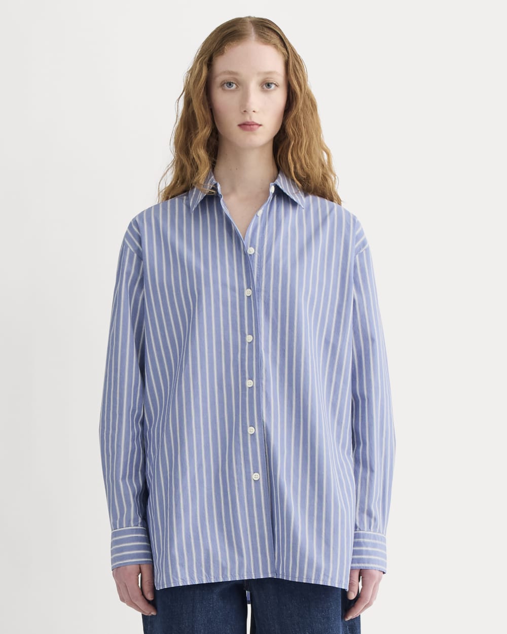 The Boyfriend Shirt in Ultrasoft Cotton | Dutch Blue / Bone