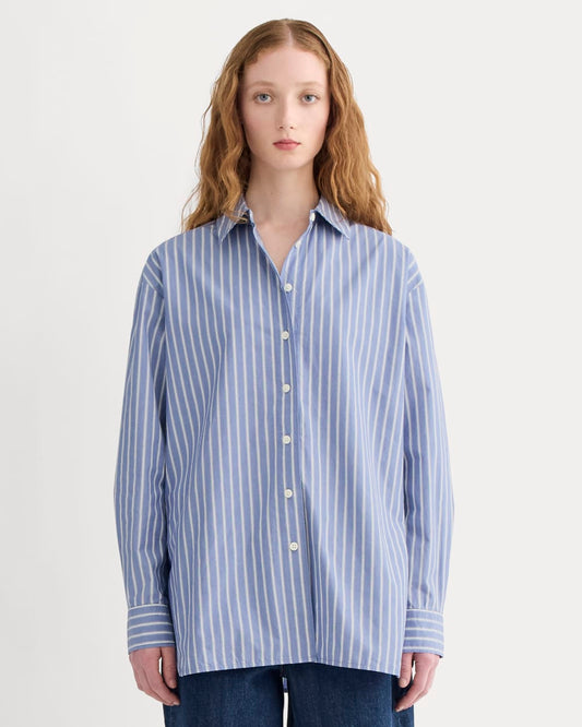 The Boyfriend Shirt in Ultrasoft Cotton | Dutch Blue / Bone