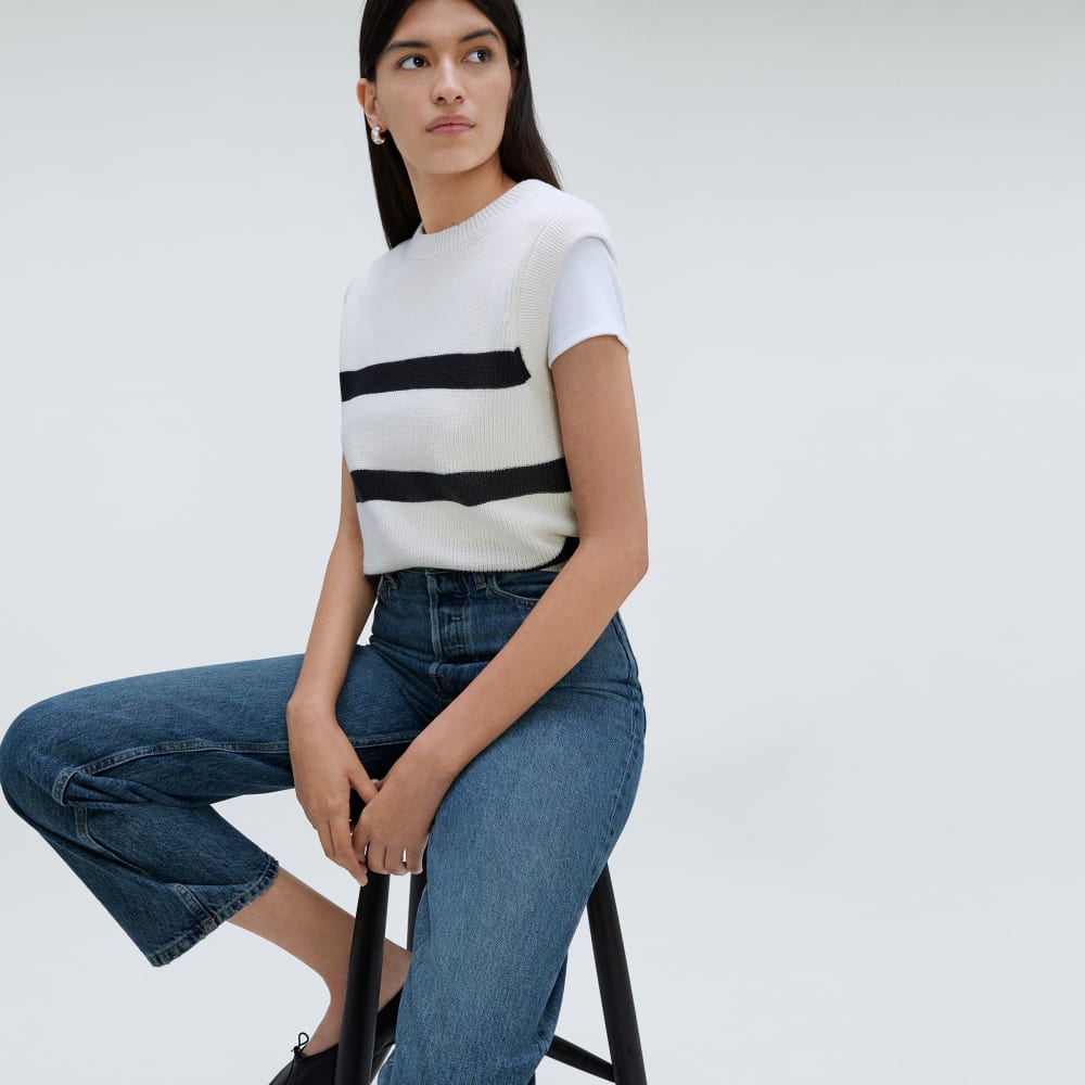 The Cotton Summer Sweater Tank |  Canvas / Black