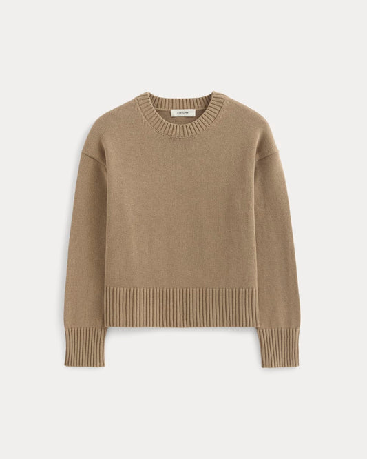The Boxy Sweater in Everyday Cotton | Dark Heathered Camel