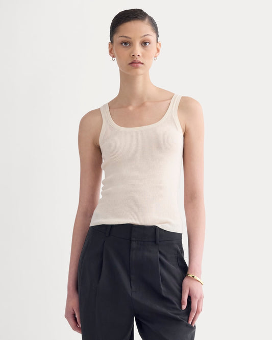 The Light Ribbed Cami in Ultrasoft Merino | Parchment