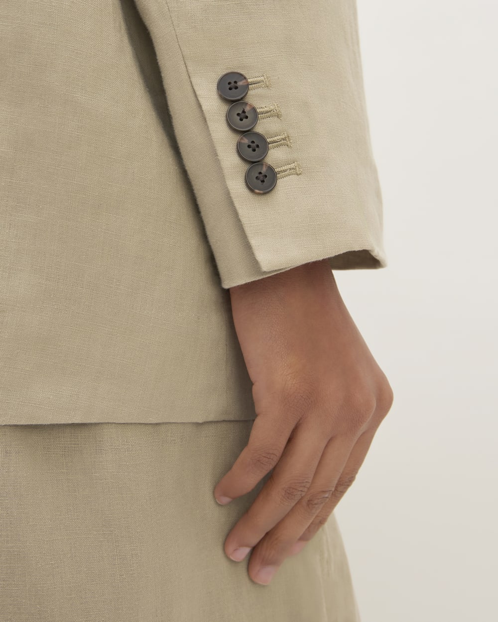 The Linen Double Breasted Blazer | Trench Coat Khaki