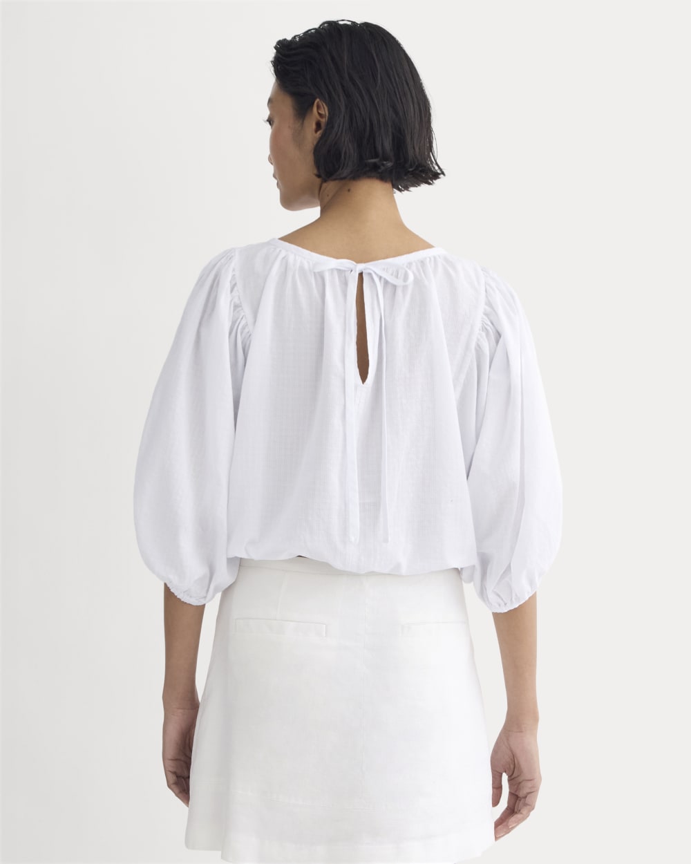The Gauze Puff-Sleeve Top | White