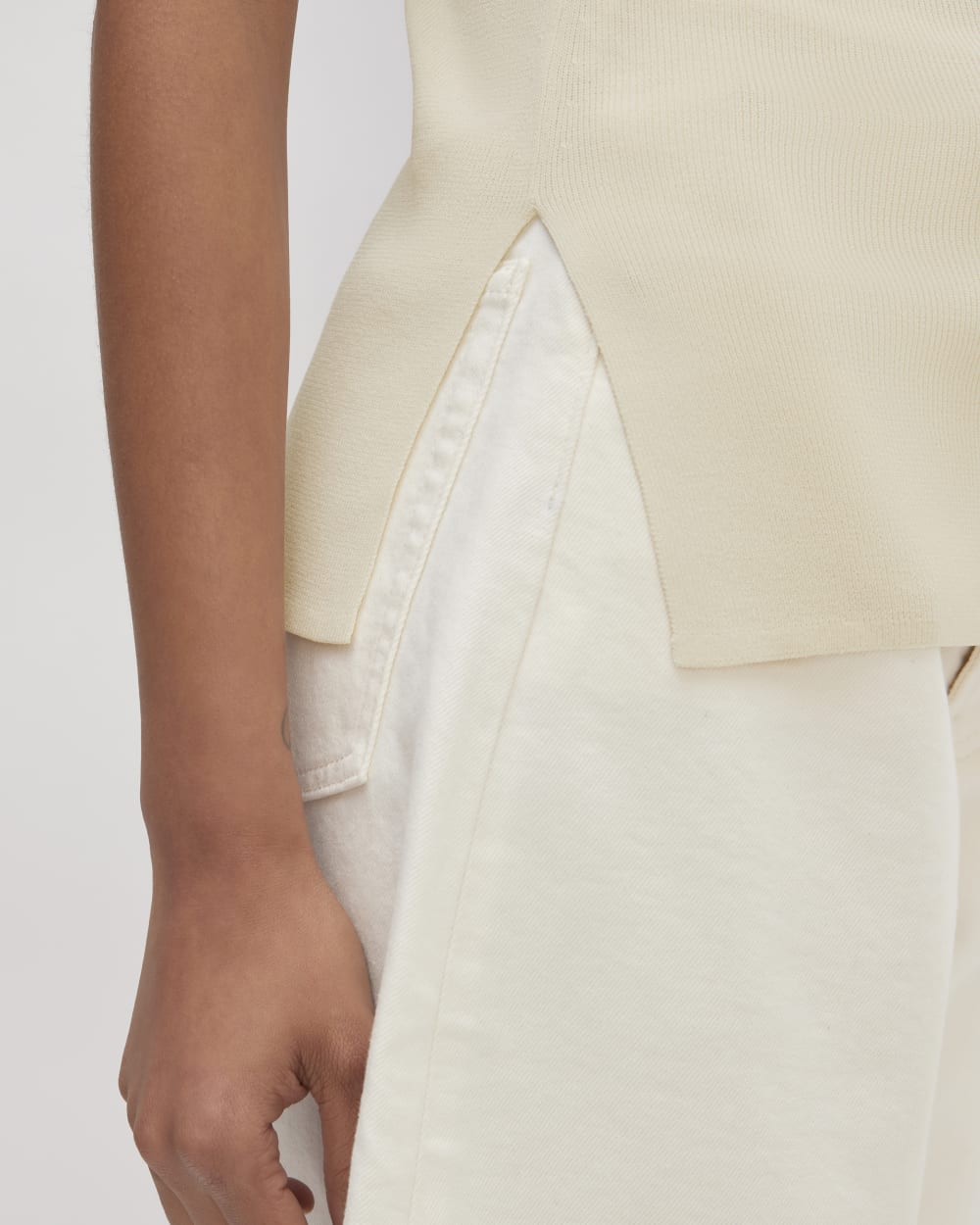 The Viscose Mock Neck Top | Beige