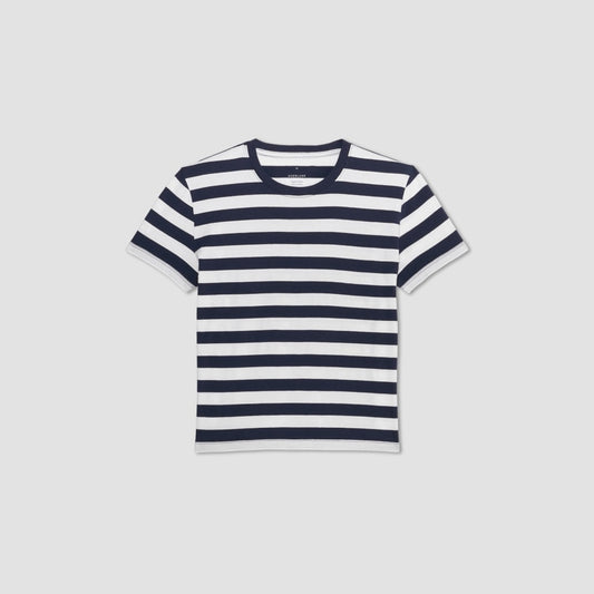 The Box-Cut Tee in Essential Cotton | Navy / Canvas | No Pocket