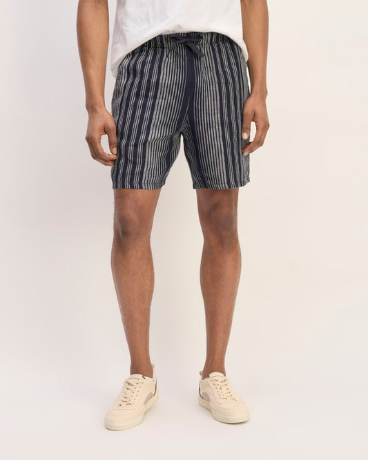 The Linen Easy Short | Navy / Bone