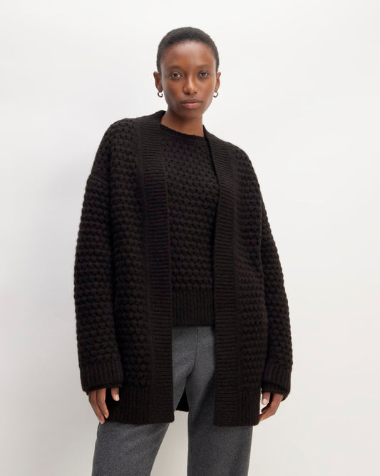 The Cloud Oversized Textured Cardigan | Black
