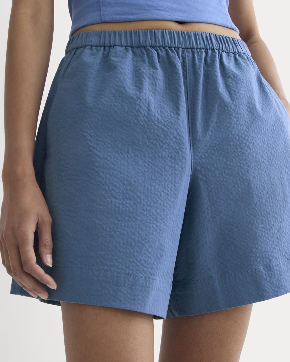 The Seersucker Pull-On Short | Soft Cobalt