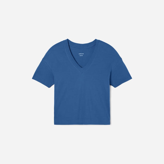 The Organic Cotton Slouchy V-Neck | Deep Blue