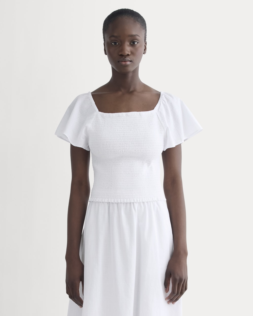 The Gauze Smocked Top | White