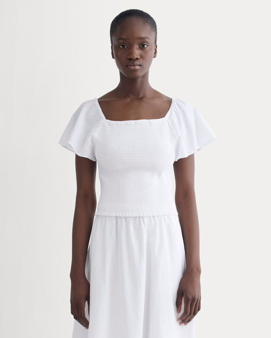 The Gauze Smocked Top | White