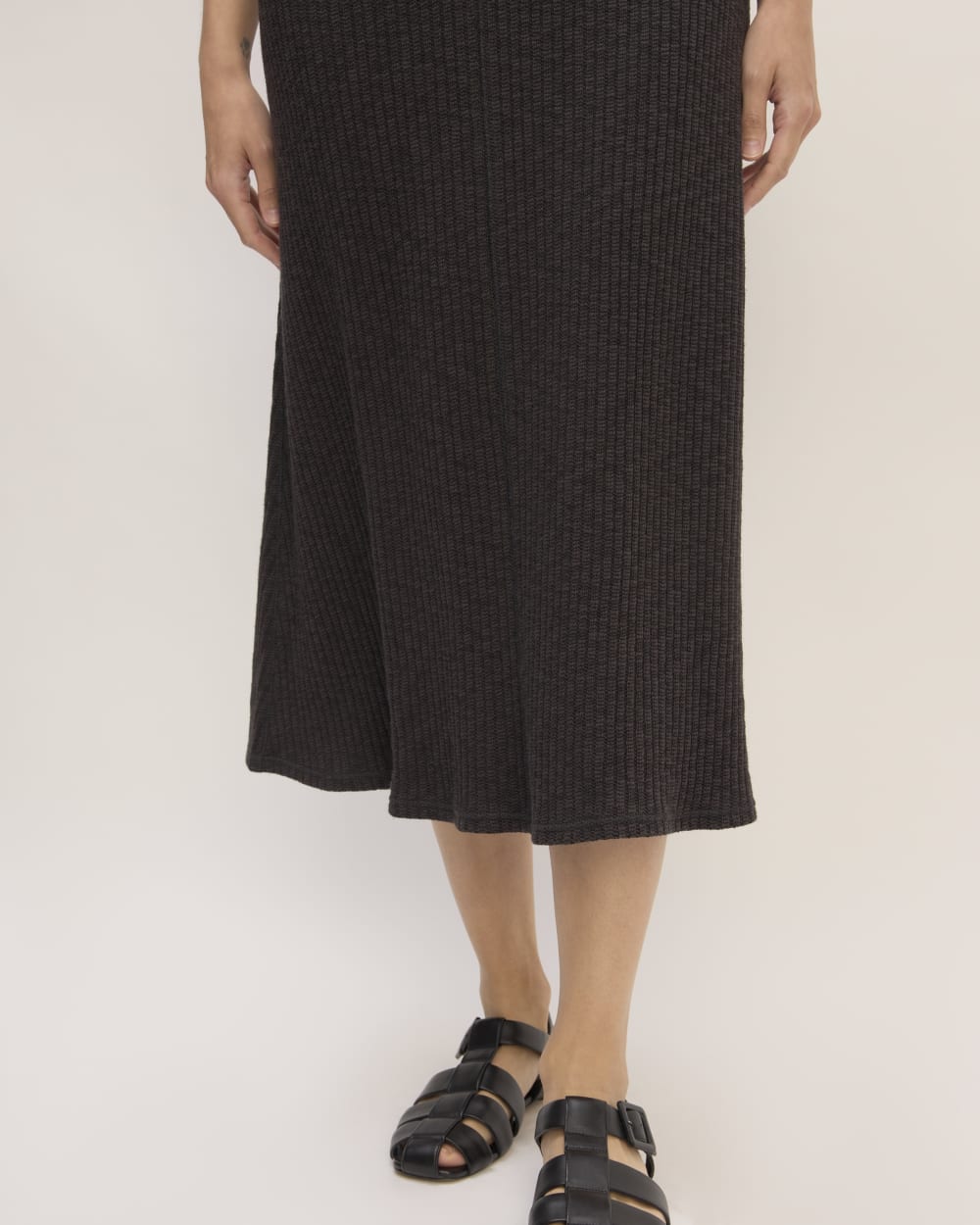 The Rib-Knit A-Line Tank Dress | Black