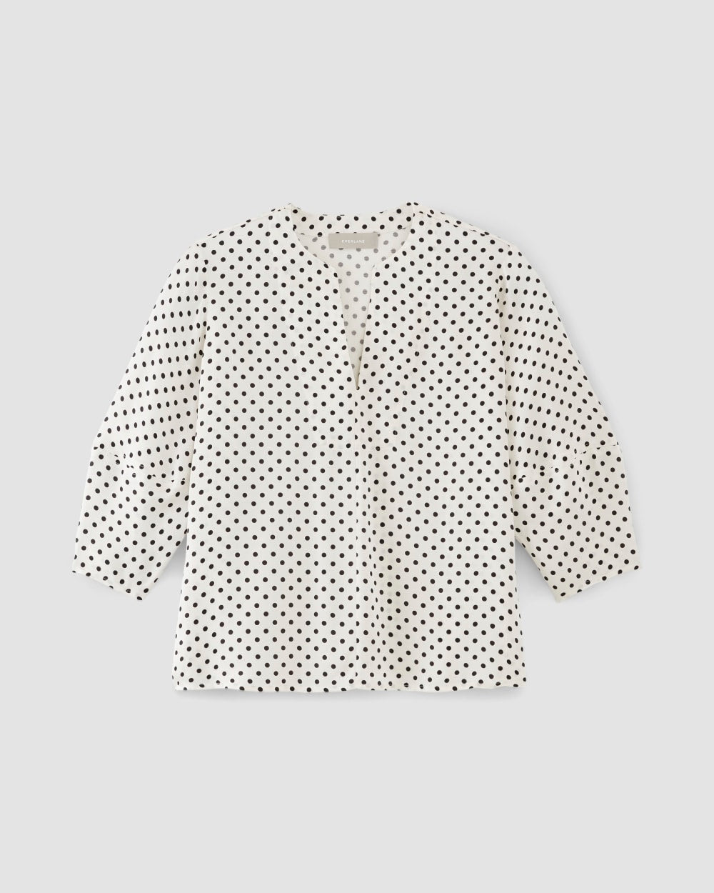The Hammered Satin Balloon Sleeve Top | Bone / Black Polka Dot