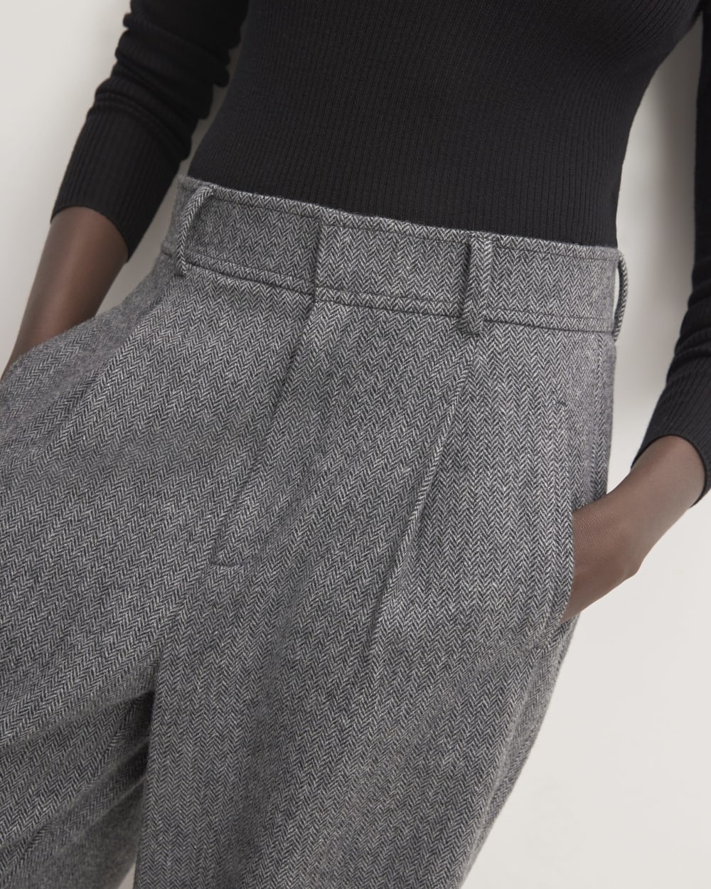 The ReWool® Way-High Drape Pant | Grey Herringbone