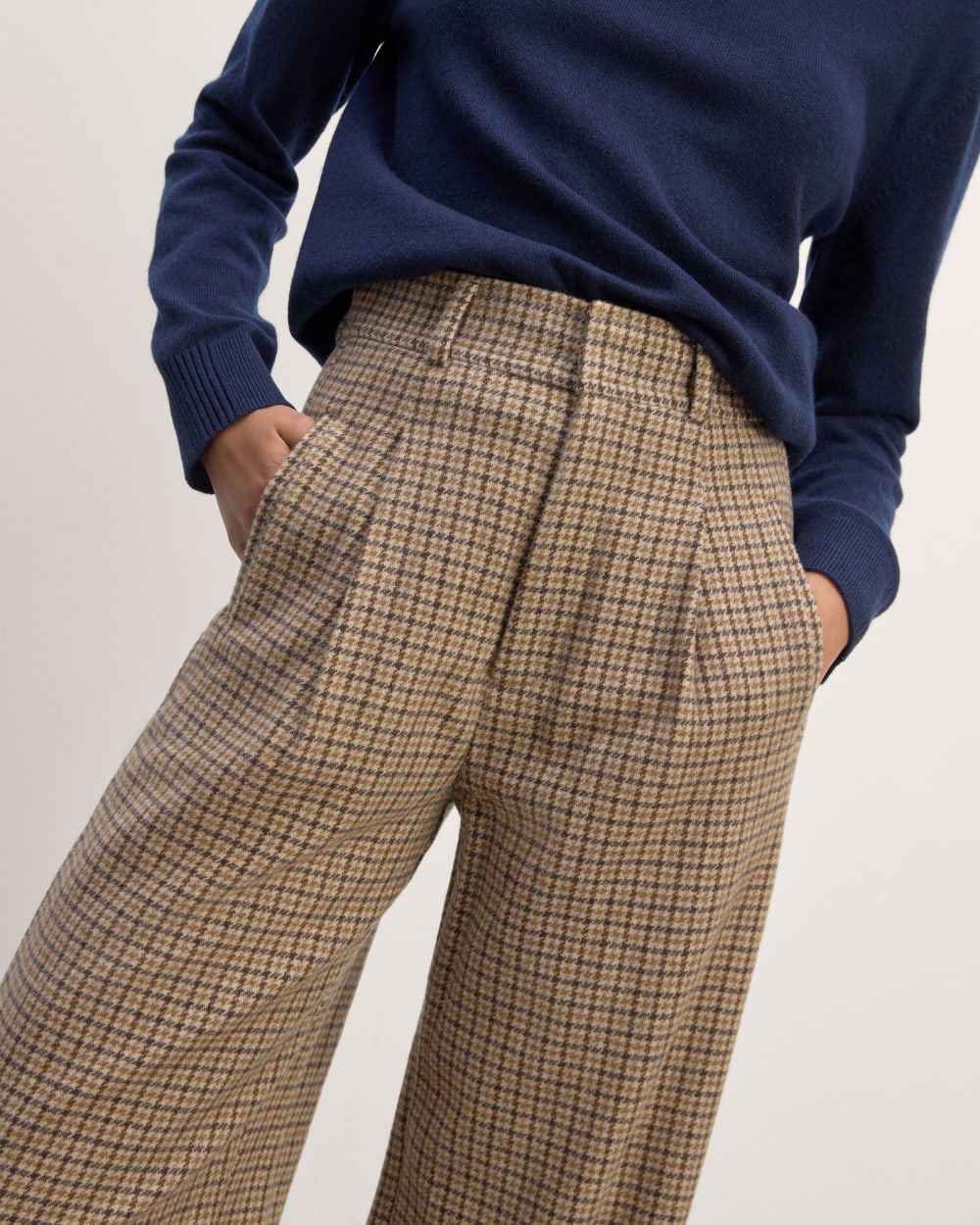 The Draper Pant in Wool | Camel Houndstooth