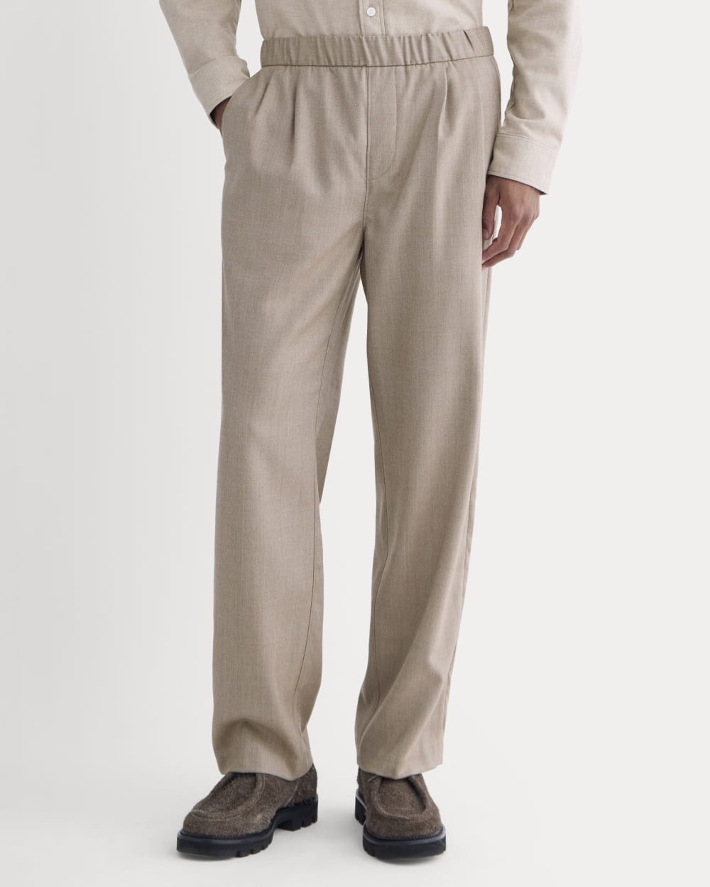 Pleated Trouser in Tailor Twill | Light Taupe
