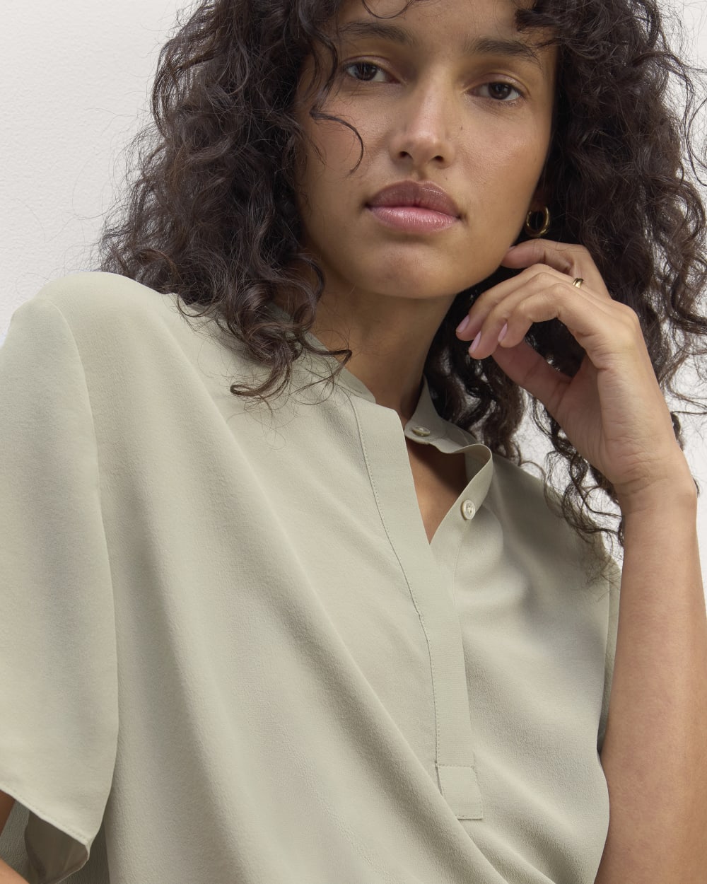 The Popover Top in Washable Silk | Seagrass