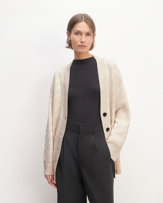 The Alpaca Tiger Jacquard Cardigan | Canvas / Snow