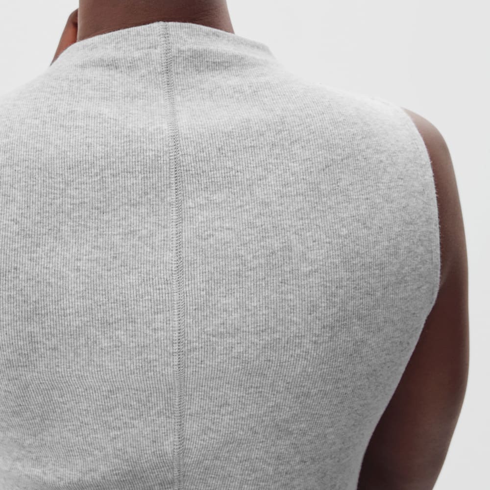 The Pima Micro-Rib Funnel-Neck Tank |  Heathered Grey