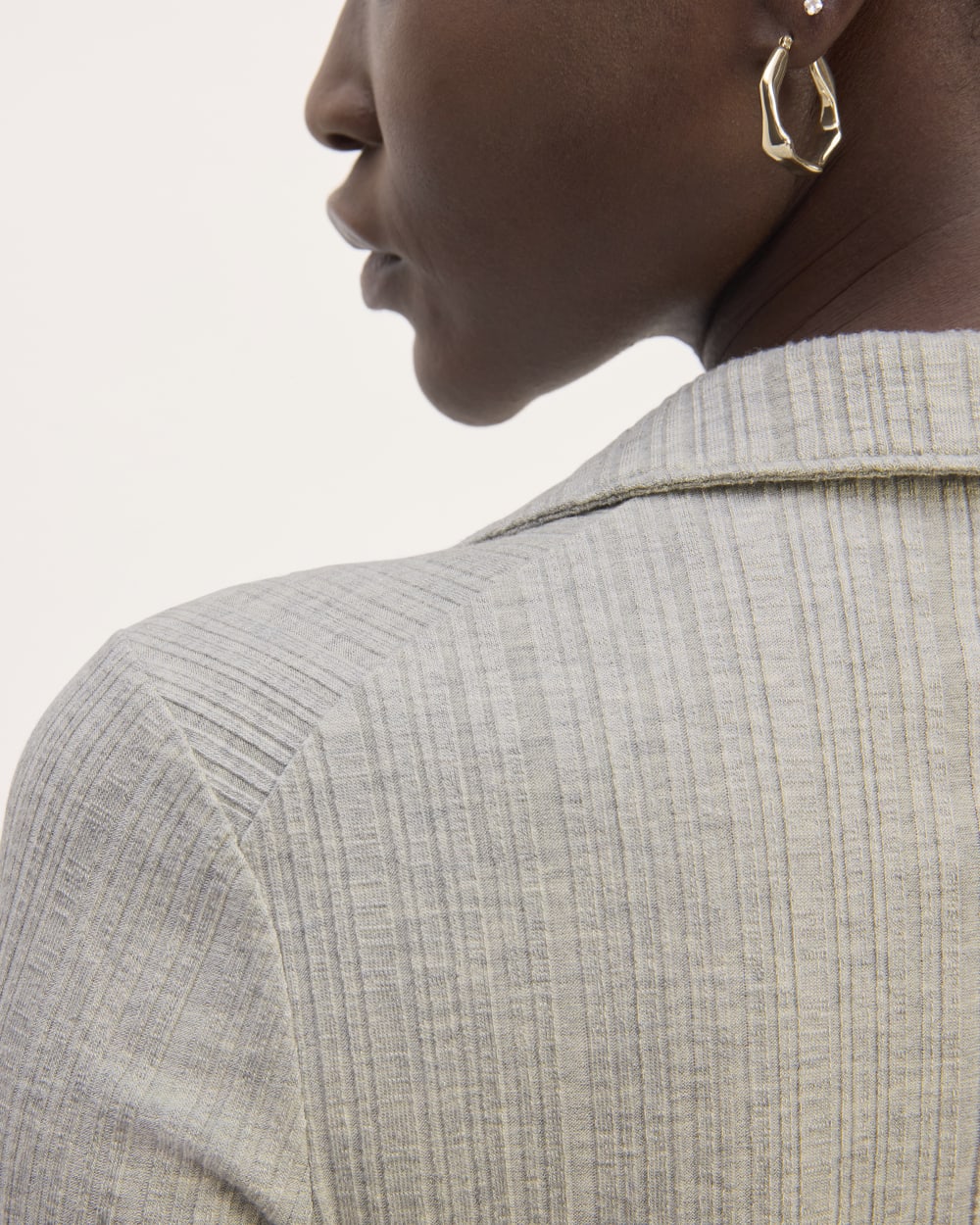 The Rib Soft Knit Open Collar Polo | Heathered Grey