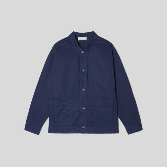 The Organic Cotton Herringbone Utility Jacket | Navy