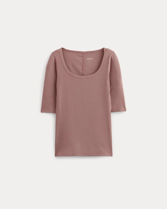 The Luxe Rib Scoop-Neck Tee | Rose Dusk