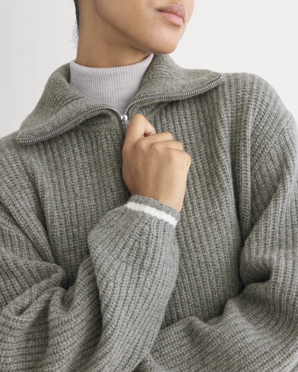 The Half-Zip Sweater in Luxe Merino |  Heathered Grey