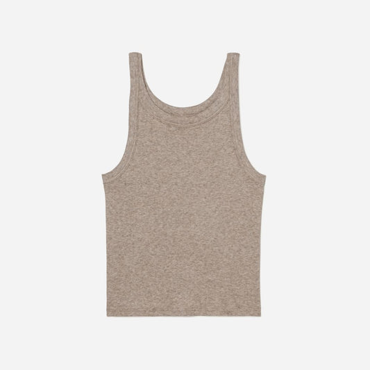 The Pima Micro-Rib Short Tank | Heathered Burnt Sugar