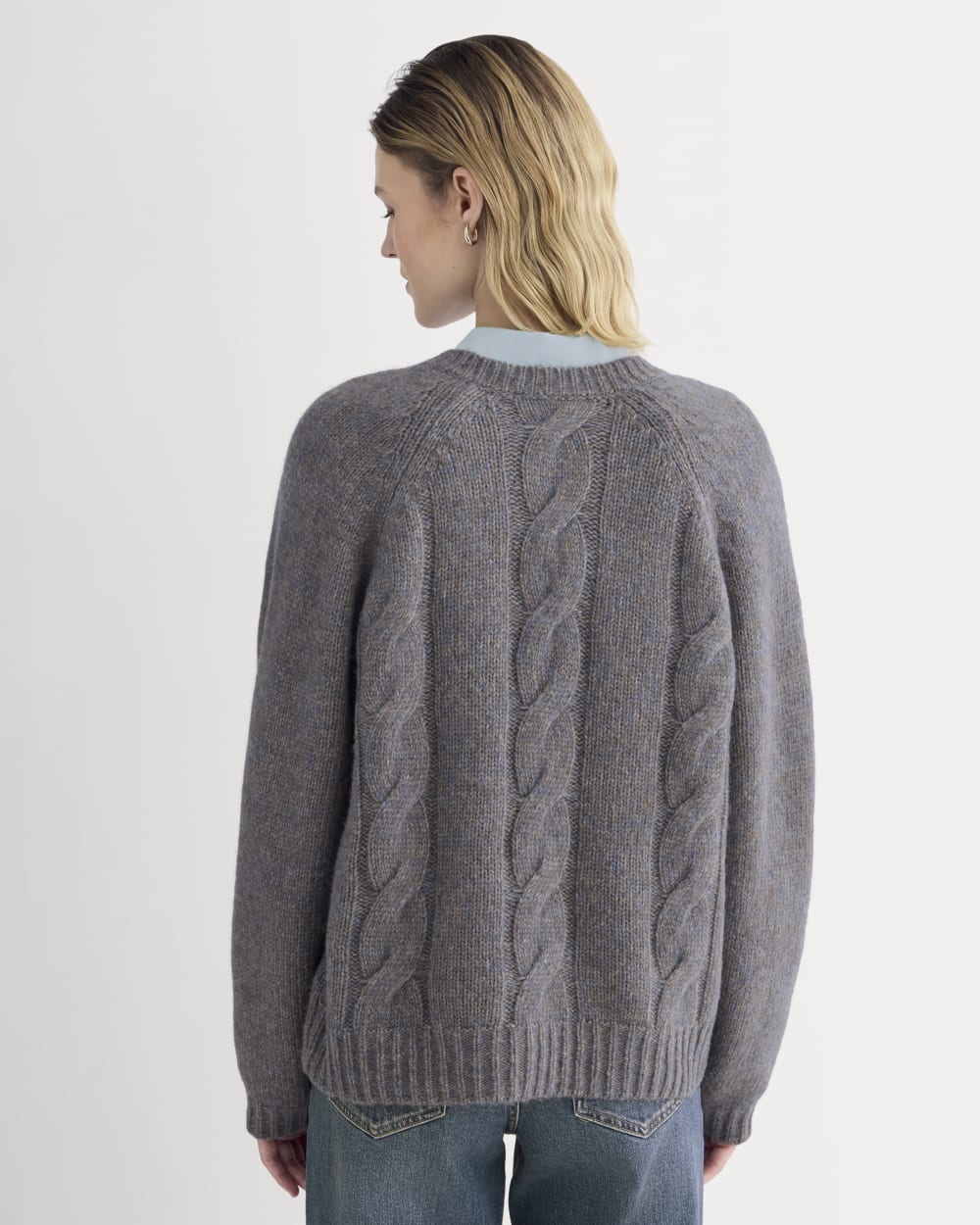 Cloud Cable V-Neck Sweater | Blue Multi Twist