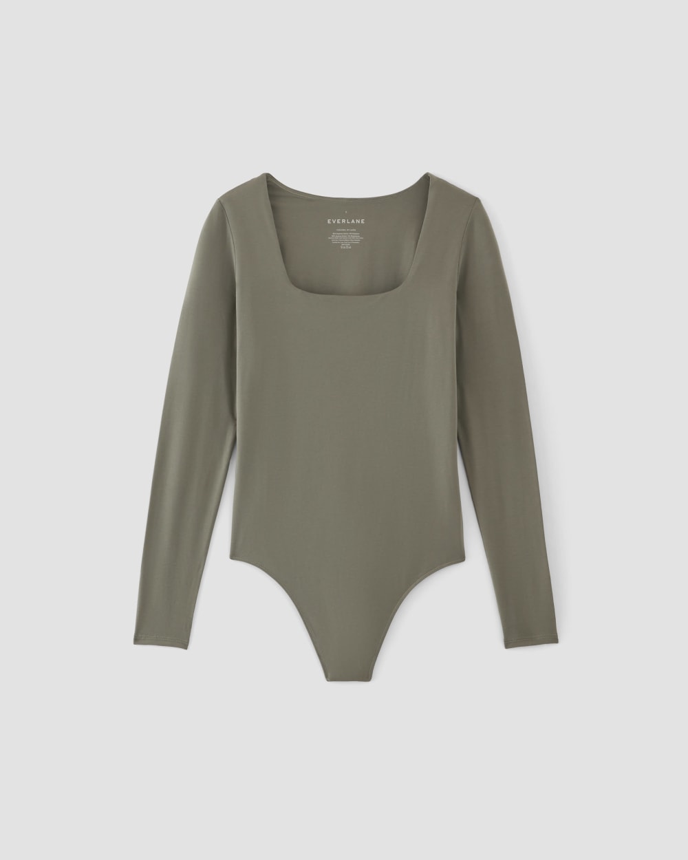 The Long-Sleeve Supima® Square-Neck Bodysuit | Dark Sage | Thong