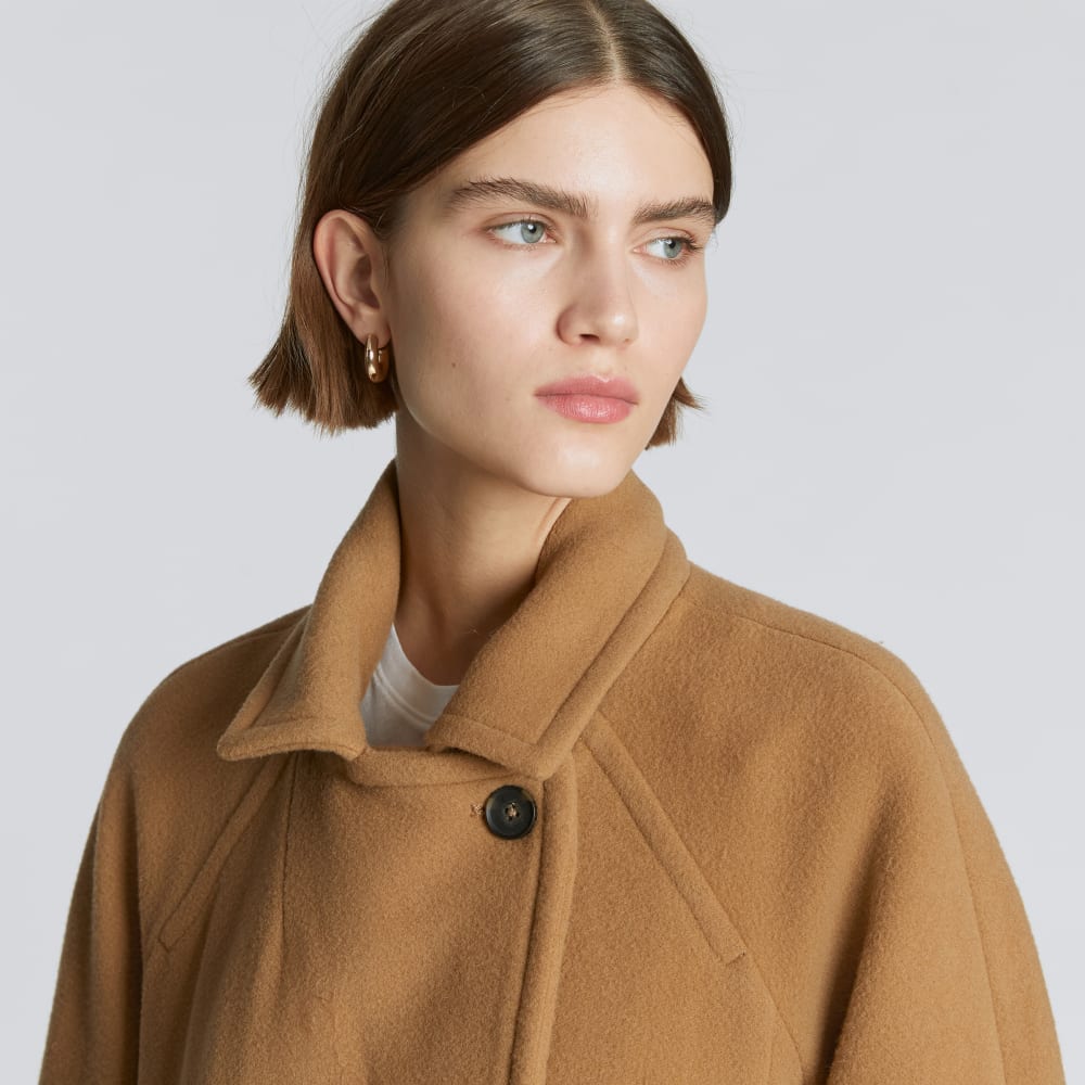 The Italian ReWool® Long Peacoat | Camel
