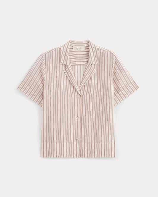 The Notch Shirt in Washable Silk | Bone / Dusky Rose