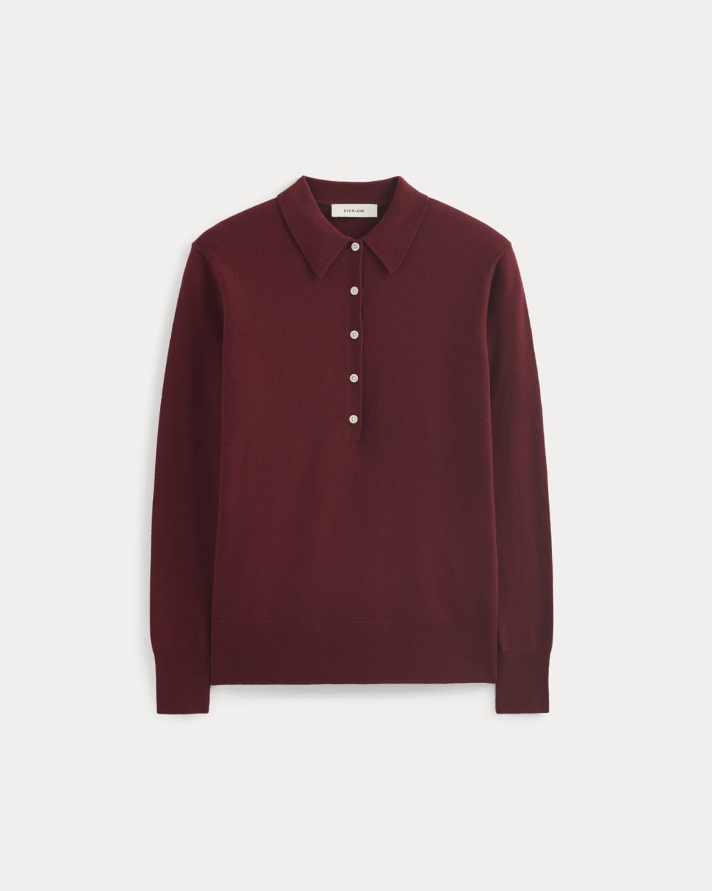 Oversized Polo Sweater in Cotton Merino | Deep Red
