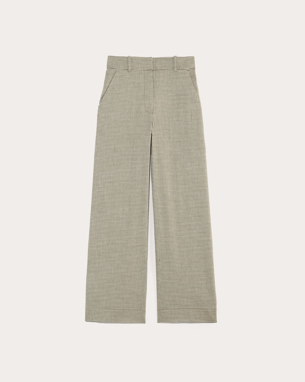 The Wide-Leg Pant in Stretch Linen | Deep Taupe Mini Gingham