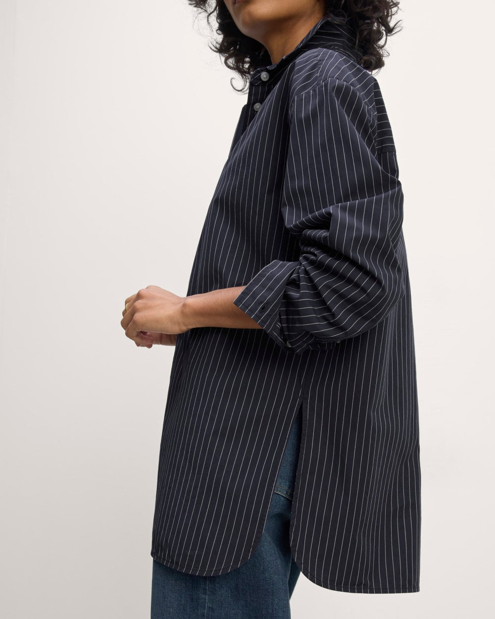 The Supima® Cotton Boyfriend Shirt | Navy / White