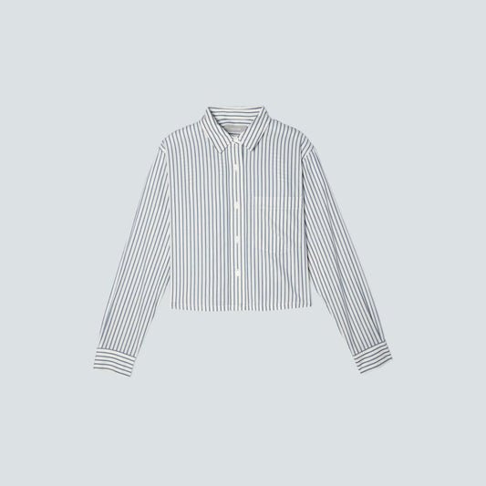 The Way-Short Shirt in Silky Cotton | Deep Blue / Canvas