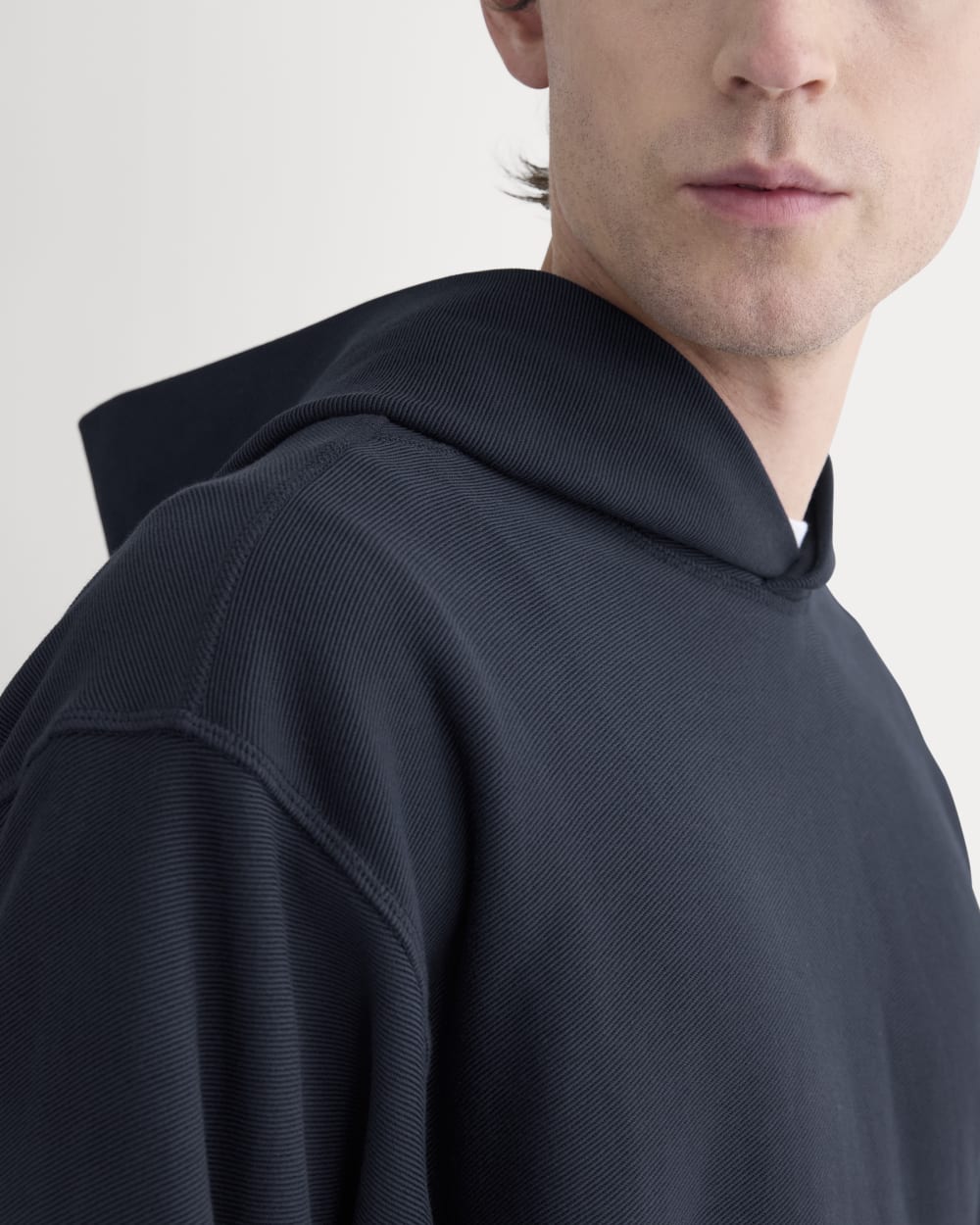 Twill Terry Jacquard Hoodie | Navy