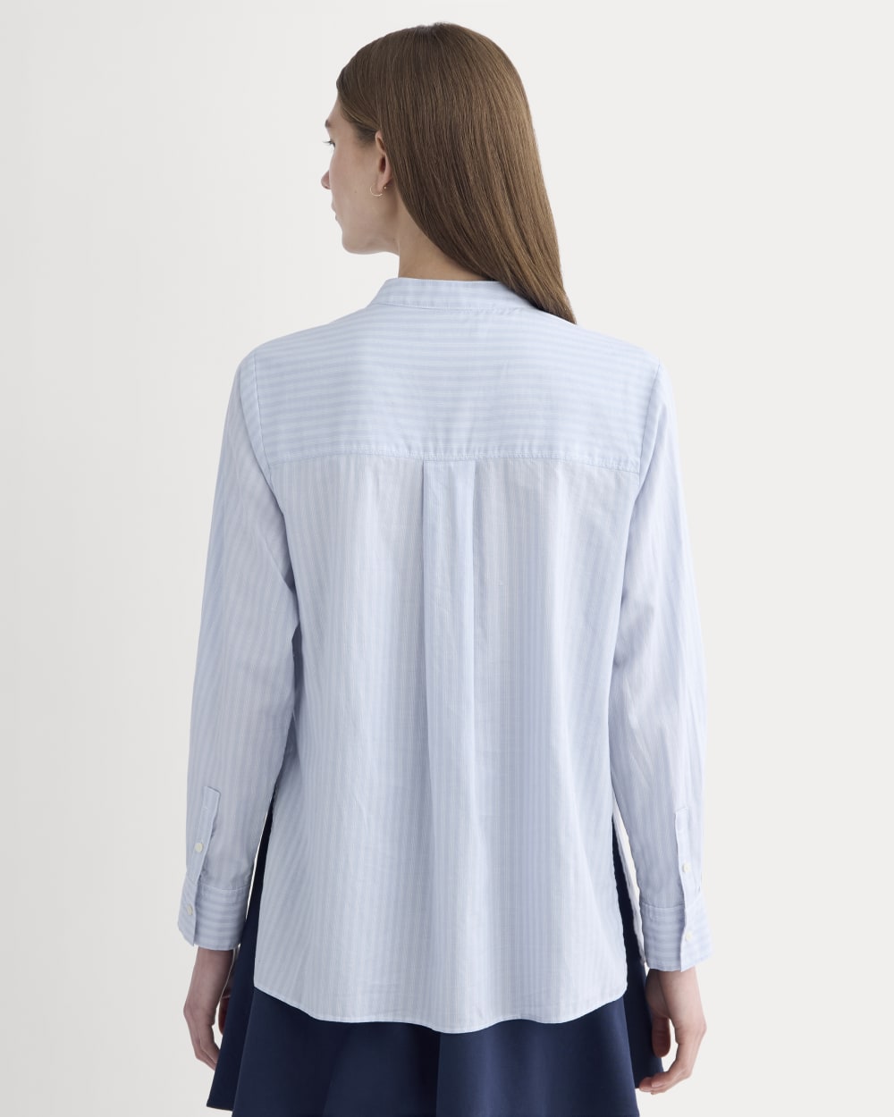The Pleated Shirt in Silky Cotton | Forever Blue / Optic White