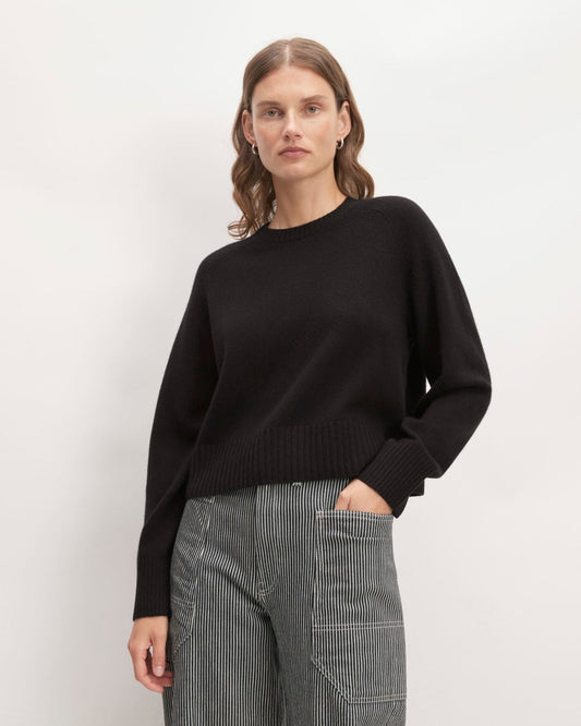 The Boxy Crew in Cashmere | Black