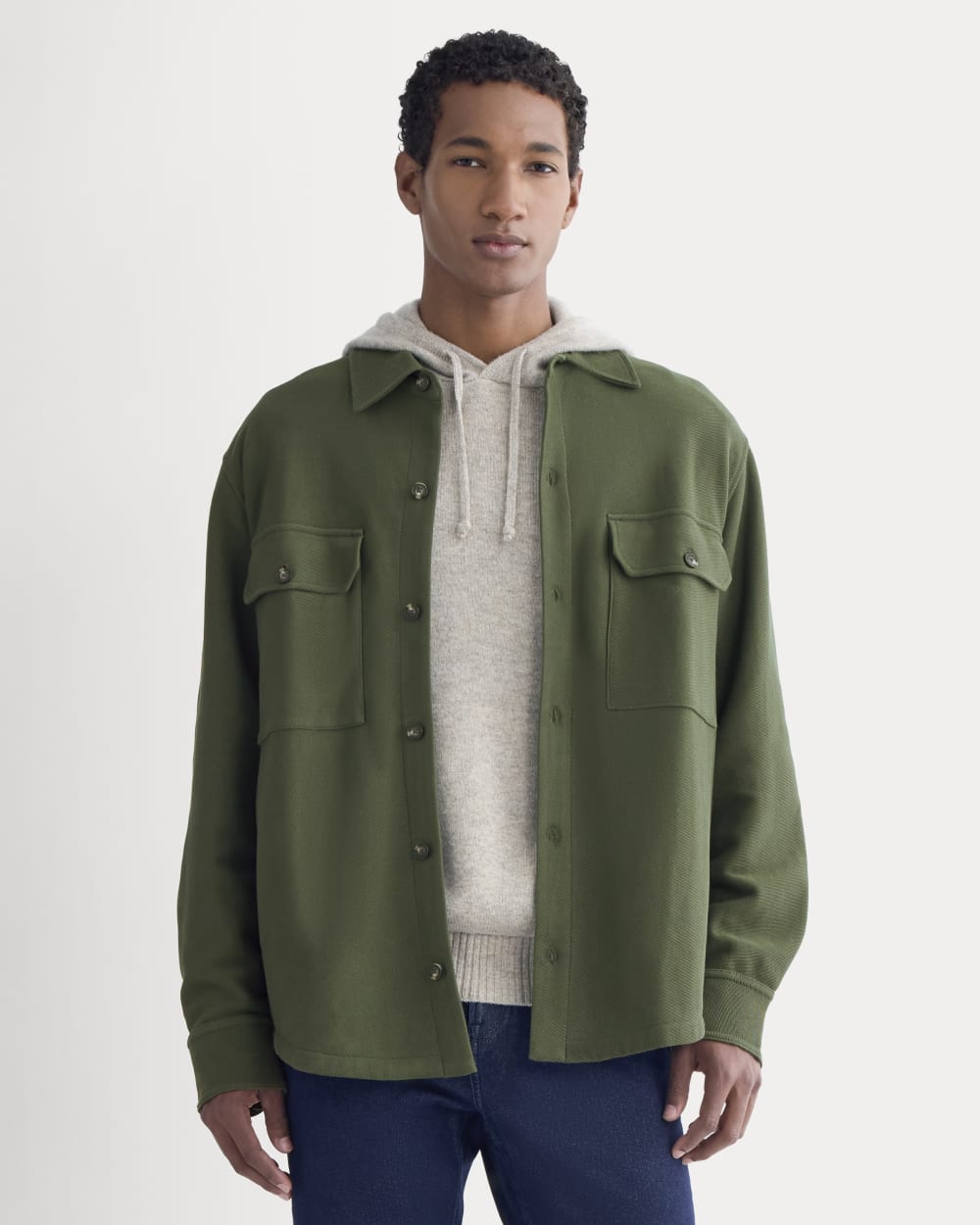 Relaxed Knit Utility Shirt | Dark Forest