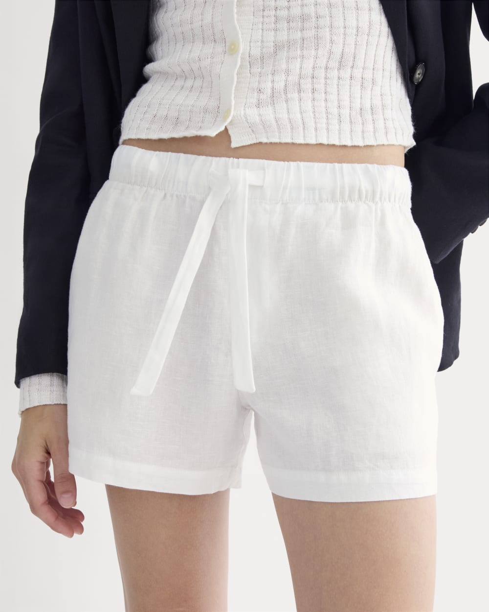 The Drawstring Boxer Short in Linen | White