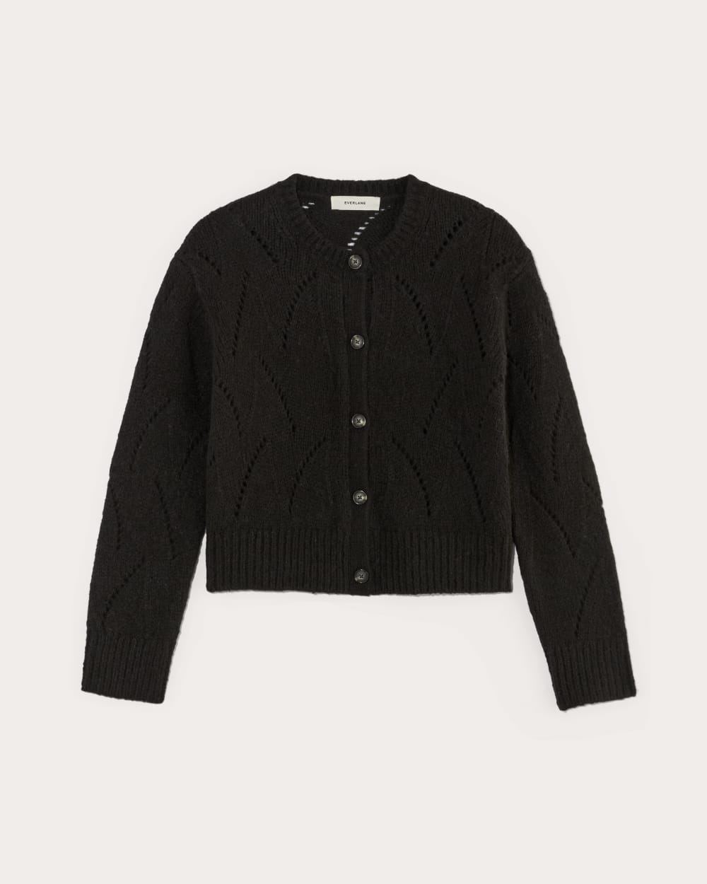The Pointelle Cardigan in Cloud | Black